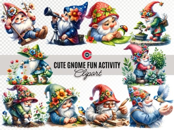 Download Cute Happy Gnome Fun with Nature Clipart - Cute Collection