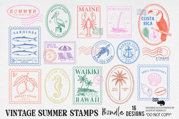 Download Vintage Summer Stamp PNG Bundle - Vintage summer Collection