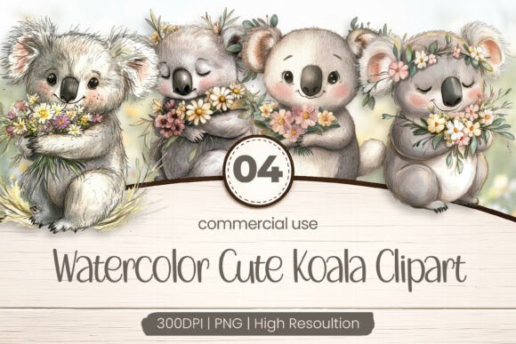 Download Watercolor Cute Koala Clipart PNG - Cute Collection