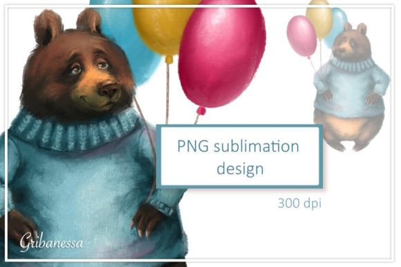 Download Cute Bear with Balloons| PNG Sublimation - Cute Collection