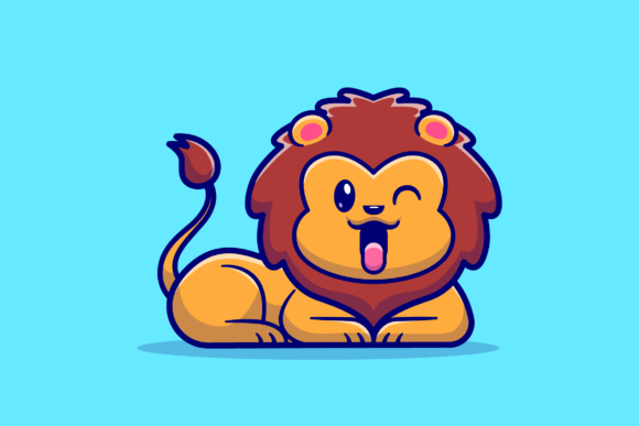 Download Cute Lion Smiling Cartoon Illustration - Cute Collection