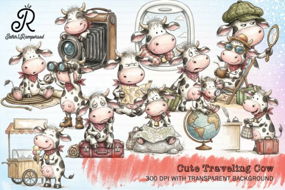 Download Cute Traveling Cow Clipart - Cute Collection