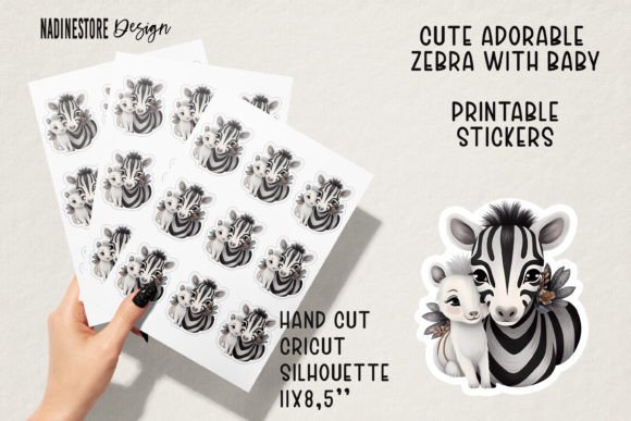 Download Cute Mama Zebra with Her Baby Stickers. - Cute Collection