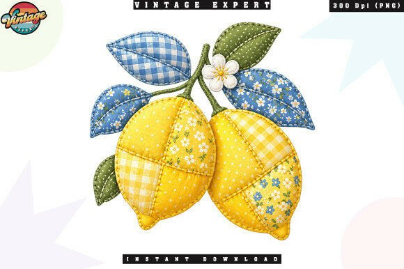 Download Vintage Summer Lemon Patchwork PNG - Vintage summer Collection