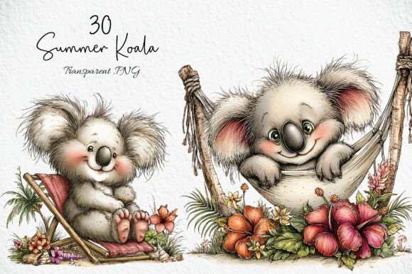 Download Cute Summer Koala Clipart PNG - Cute Collection