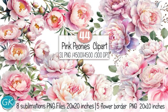 Download Watercolor Blush Peonies Flowers Clipart - Peonies Collection