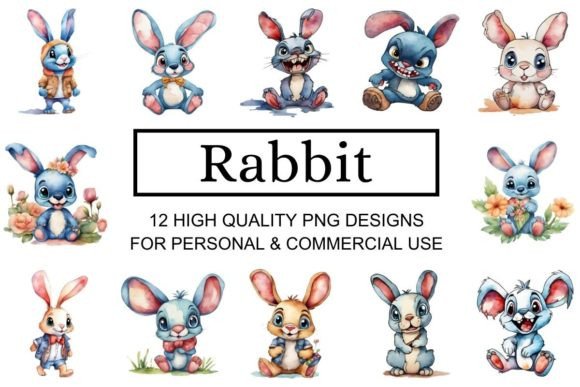 Download Cute Watercolor Rabbit Clipart Set - Cute Collection