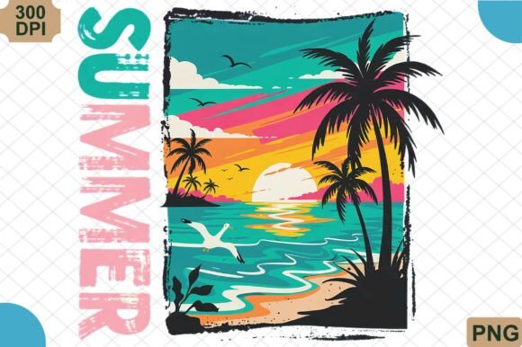 Download Vintage Summer Sunset Beach PNG - Vintage summer Collection