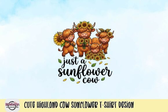 Download Cute Highland Cow Sunflower T-Shirt Design - Cute Collection