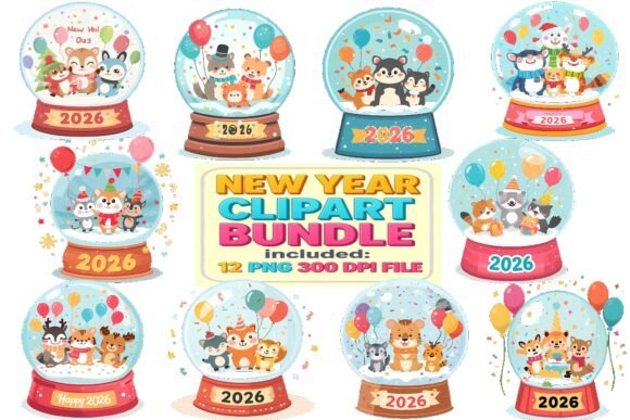 Download New Year 2026 Cute Animals Snow Globe Cl - Cute Collection
