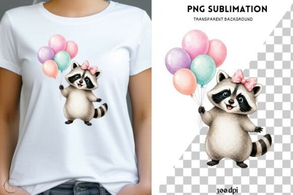 Download Raccoon with Balloons PNG, Cute Birthday - Cute Collection
