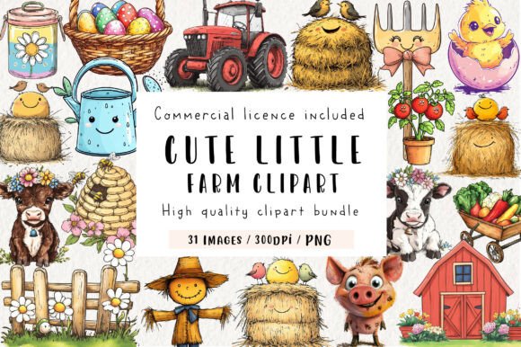 Download Watercolor Cute Little Farm Clipart - Cute Collection