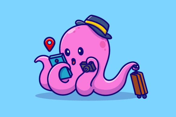 Download Cute Octopus Traveling Cartoon - Cute Collection