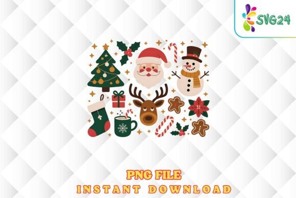 Download Cute Retro Christmas Elements Png - Cute Collection