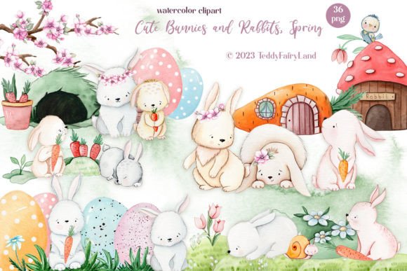 Download Cute Easter Watercolor Clipart Bunny - Cute Collection