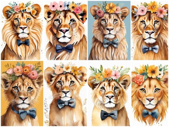 Download 32 Images Baby Lion Flower Crown Bowties - Lion Collection