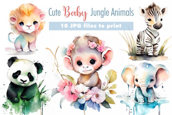 Download Cute Baby Jungle Animals in Watercolor. - Cute Collection