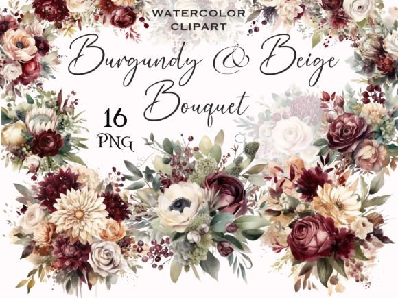 Download Burgundy &amp; Beige Wedding Bouquet Clipart - Wedding bouquet Collection