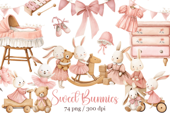 Download Cute Bunny Clipart, Pink Boho Bunny - Cute Collection