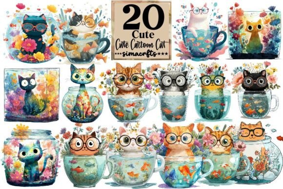 Download Cute Cartoon Cat PNG Clipart - Cute Collection