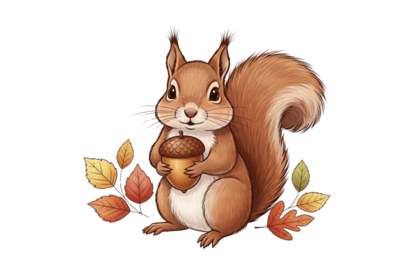 Download Cute Squirrel Holding Acorn Art - Cute Collection