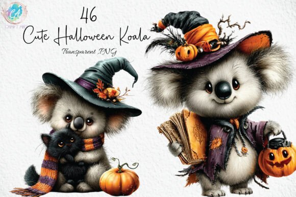Download Cute Halloween Koala Clipart PNG - Cute Collection