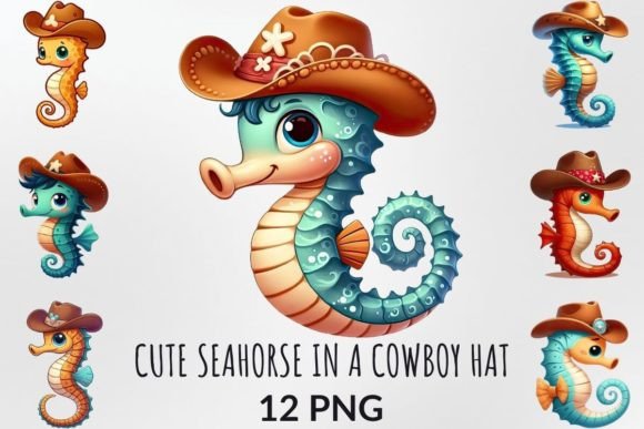 Download Cute Seahorse in a Cowboy Hat Clipart - Cute Collection