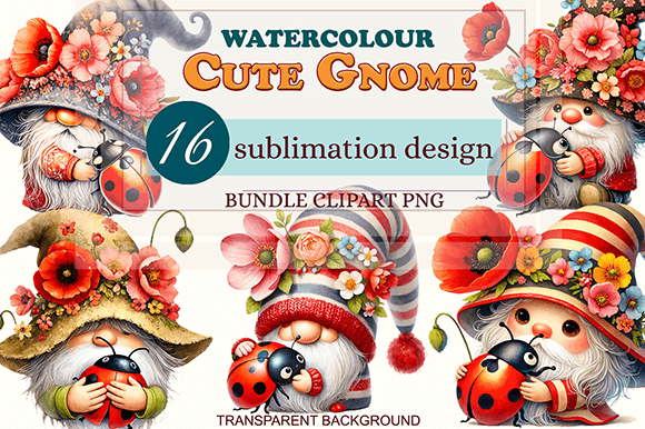 Download Cute Gnome and Ladybug Watercolor Png - Cute Collection