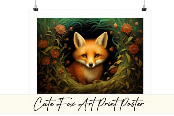 Download Cute Baby Fox in Nature Art Print Poster - Cute Collection