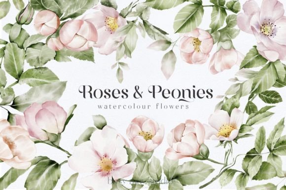 Download Watercolor Roses Peonies Clip Art PNG - Peonies Collection