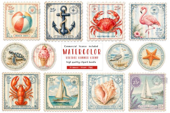 Download Vintage Summer Stamp PNG Bundle - Vintage summer Collection