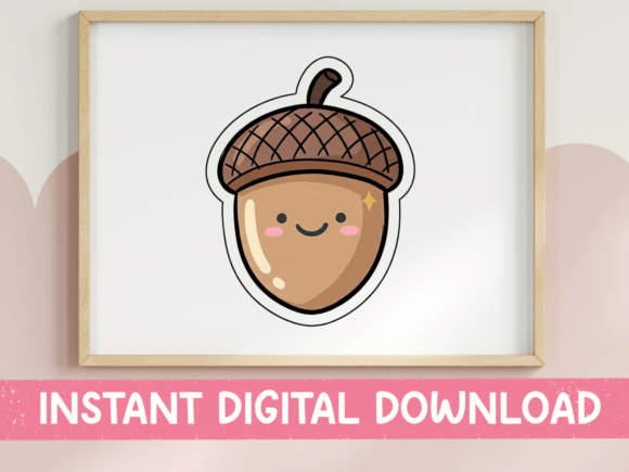 Download Cute Kawaii Acorn Sticker SVG - Cute Collection