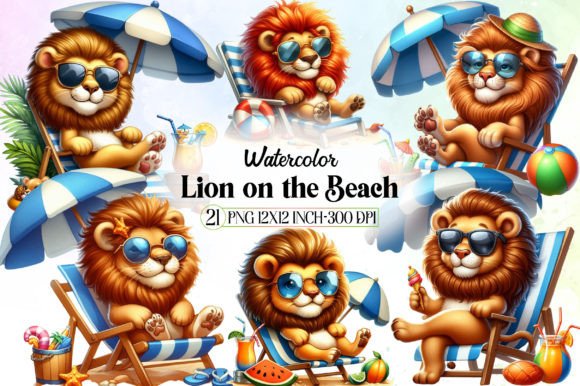 Download Cute Lion on the Beach Sublimation - Cute Collection