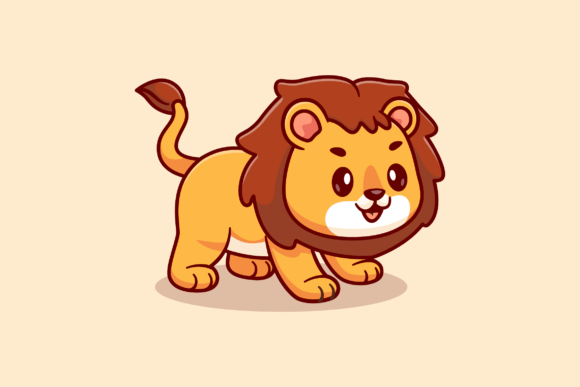 Download Cute Lion Playing Cartoon Illustration - Cute Collection