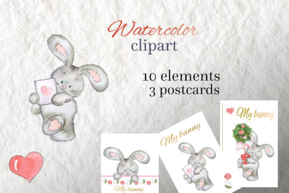 Download Watercolor Clipart Bunny Set - Watercolor clipart bunny Collection