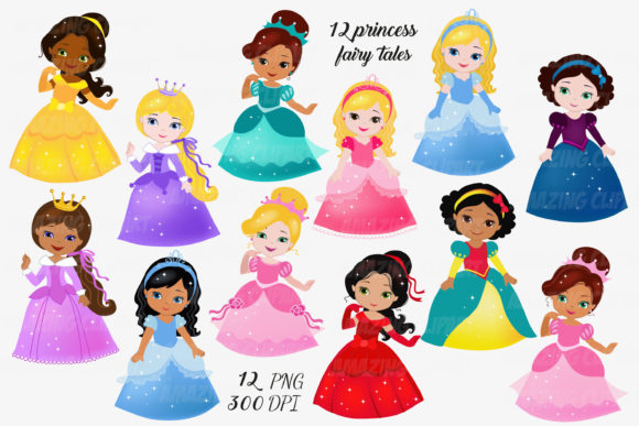 Download BUNDLE Cute Princess Clipart -Princesses - Cute Collection
