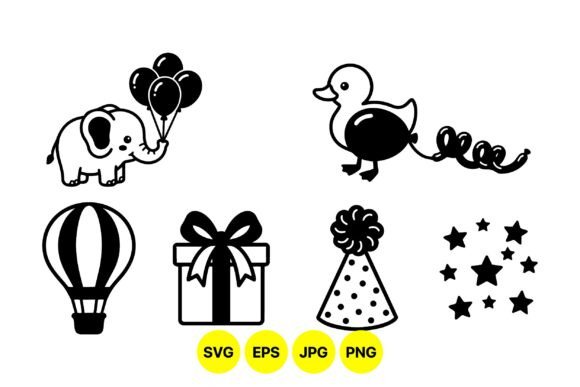 Download Cute Animal Party Icons SVG - Cute Collection
