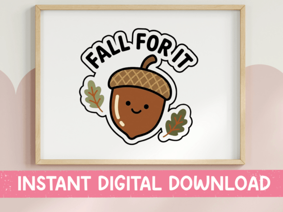 Download Fall for It Cute Acorn Sticker - Cute Collection